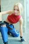 blonde_hair blue_mary cosplay croptop fingerless_gloves gloves hyuuga king_of_fighters midriff trousers turtleneck rating:Safe score:1 user:nil!