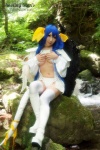 blue_hair boots choker cleavage cosplay dizzy guilty_gear hairbows hitori_gokko monokini one-piece_swimsuit saku swimsuit tail thighhighs underboob wings rating:Safe score:0 user:nil!