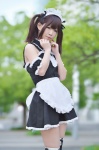 apron black_legwear cosplay dress hairband maid maid_uniform minko striped_legwear tagme_character tagme_series thighhighs twintails white_legwear zettai_ryouiki rating:Questionable score:0 user:nil!