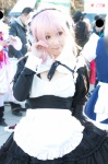 apron cosplay headphones maid maid_uniform nitro_super_sonic pink_eyes pink_hair sekimoto_sayaka super_soniko rating:Safe score:0 user:pixymisa