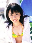 bikini_top blouse cleavage open_clothes satonaka_rin striped swimsuit rating:Safe score:0 user:nil!
