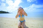 animal_ears beach bikini cleavage cosplay headphones nitro_super_sonic ocean pink_hair saku side-tie_bikini super_soniko swimsuit underboob rating:Safe score:2 user:nil!