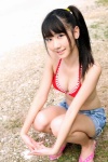 beach bikini_top cleavage denim kashiwagi_yuki ponytail shorts swimsuit ys_web_364 rating:Safe score:2 user:nil!