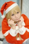 blonde_hair cosplay k-on! kotobuki_tsumugi pleated_skirt santa_costume school_uniform shima skirt stocking_cap rating:Safe score:0 user:nil!