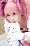 choker cosplay dress gloves hair_ribbons kaname_madoka kyuubee pink_hair puella_magi_madoka_magica twintails uri rating:Safe score:0 user:pixymisa
