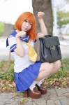 bookbag cosplay higurashi_no_naku_koro_ni orange_hair pantyhose pleated_skirt ruton ryuuguu_rena sailor_uniform school_uniform sheer_legwear skirt socks rating:Safe score:0 user:nil!