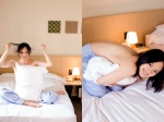 bed cristal_beauty oyamada_sayuri pajama_bottoms topless rating:Questionable score:0 user:nil!