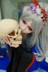 cosplay hairbow houtou_singi kikyou kimono pop'n_music silver_hair skull rating:Safe score:3 user:nil!