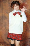 blouse braid cosplay hair_buns kizakura_jyunko kneehighs original pleated_skirt school_uniform skirt sweater_vest rating:Safe score:1 user:nil!