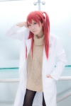 black_legwear chamu cosplay lab_coat pantyhose pink_eyes red_hair sasami-san@ganbaranai side_ponytail sweater yagami_tsurugi rating:Safe score:0 user:pixymisa