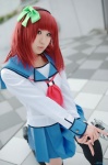 angel_beats! cosplay gun hairband nakamura_yuri pleated_skirt raiko red_hair sailor_uniform school_uniform skirt thighhighs zettai_ryouiki rating:Safe score:0 user:nil!