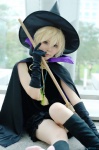 blonde_hair boots broom cape cosplay dress gloves hachimaru sugar_sugar_rune vanilla_mieux witch_hat rating:Safe score:1 user:nil!
