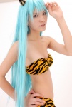 bikini_top blue_hair cleavage cosplay horns kouzuki_suzuka lum miniskirt skirt swimsuit tiger_print urusei_yatsura rating:Safe score:0 user:nil!