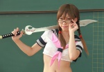 arisugawa_shii cosplay glasses sailor_uniform school_uniform sword the_art_of_yamashita_shunya tsukiya twin_braids rating:Safe score:0 user:nil!
