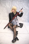 blonde_hair cosplay dress fate/hollow_ataraxia fate/series jacket maropapi saber_alter sword thighhighs rating:Safe score:2 user:nil!