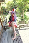 animal_ears barefoot bunny_ears cosplay enako purple_hair reisen_udongein_inaba robe touhou rating:Safe score:4 user:nil!