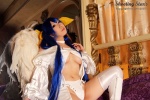 blue_hair boots choker cleavage cosplay dizzy guilty_gear hairbows hitori_gokko monokini one-piece_swimsuit saku swimsuit thighhighs underboob wings rating:Safe score:1 user:nil!