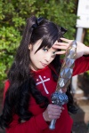 ageha blouse blue_eyes cosplay fate/series fate/stay_night hairbows sword tohsaka_rin twintails rating:Safe score:0 user:pixymisa