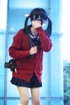 aka_(morimori) camera cosplay glasses original pleated_skirt skirt sweater twintails rating:Safe score:8 user:xkaras