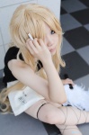 apron ban benten blonde_hair cigarette cosplay fan miniskirt skirt zone-00 rating:Safe score:0 user:nil!