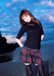 beach fetish_doll miniskirt ocean plaid skirt suzuki_akane sweater thighhighs turtleneck rating:Safe score:2 user:nil!