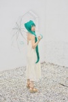 aqua_eyes aqua_hair cosplay dress hatsune_miku twintails umbrella vocaloid wristband yuuki_mio rating:Safe score:1 user:pixymisa