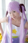 cheerleader cosplay dress hair_ribbons hiiragi_kagami ibara lucky_star pom_poms purple_hair twintails rating:Safe score:0 user:nil!