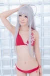 ahoge bikini cosplay haiyore!_nyaruko-san kurasaka_kururu nyaruko side-tie_bikini silver_hair swimsuit rating:Safe score:2 user:nil!