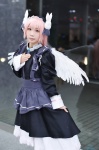apron cosplay dress dress_lift hairband misha pink_hair pita-ten wings you_(ii) rating:Safe score:0 user:nil!