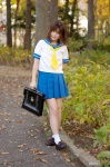 bookbag cosplay higurashi_no_naku_koro_ni kikiwan miniskirt pleated_skirt ryuuguu_rena sailor_uniform school_uniform skirt socks tie rating:Safe score:0 user:nil!