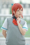 blouse cosplay free! hairbow matsuoka_gou miho ponytail red_hair school_uniform sweater_vest rating:Safe score:0 user:nil!