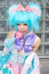 blue_hair bow cosplay detached_sleeves dress gloves hairbow himemiya_mahore lollipop petticoat plushie twinkle_candy_bear yum_yums rating:Safe score:0 user:pixymisa