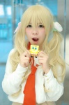 blonde_hair blouse cosplay original saeki_sae shorts tie twintails rating:Safe score:0 user:nil!