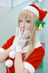 blonde_hair chii cosplay dress gloves idolmaster idolmaster_million_live! santa_costume stocking_cap tenkuubashi_tomoka rating:Safe score:0 user:nil!