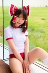 buruma cosplay gym_uniform hairbow hakurei_reimu higurashi_rin kneesocks shorts touhou rating:Safe score:1 user:Beako