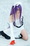boots corset cosplay detached_sleeves fingerless_gloves fujihisa gloves hairband ikkitousen kanu_unchou pantyhose purple_hair skirt rating:Safe score:3 user:nil!