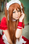 apron choker cosplay crinoline dress hairband itizaki_yutaka maid maid_uniform neon_genesis_evangelion red_hair soryu_asuka_langley twintails wristband rating:Safe score:0 user:pixymisa