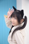 animal_ears cat_ears cosplay francesca_lucchini hair_ribbon lenfried strike_witches twintails rating:Safe score:1 user:pixymisa