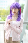 camisole cardigan cosplay fate/series fate/stay_night hair_ribbons matou_sakura minato_misa purple_hair skirt rating:Safe score:0 user:nil!