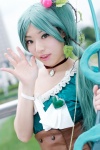 asagi_asuka bow_(weapon) cherry cincher_belt cosplay dress earth_nana green_eyes green_hair magical_suite_prism_nana seriha side_ponytail rating:Safe score:0 user:pixymisa
