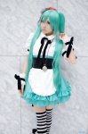 apron aqua_hair cosplay dress forgotten_alice_(vocaloid) hatsune_miku hizuki_yuuki maid maid_uniform striped thighhighs twintails vocaloid zettai_ryouiki rating:Safe score:0 user:nil!