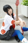 boots cosplay guitar k-on! kousaka_yun miniskirt nakano_azusa pantyhose side_ponytail skirt tshirt rating:Safe score:0 user:nil!