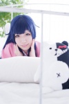 blouse blue_hair choco cosplay grey_eyes plushie super_dangan-ronpa_2 tsumiki_mikan rating:Safe score:0 user:pixymisa