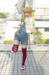 blonde_hair book bookbag cosplay kodomo_no_jikan kokonoe_rin overalls socks striped thighhighs turtleneck_sweater zero_inch rating:Safe score:0 user:nil!