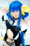 blue_hair bodysuit boots choker cosplay dizzy guilty_gear pantyhose sheer_legwear tail thighhighs twintails wings yukimi rating:Safe score:0 user:nil!