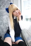 blonde_hair cosplay hairbow namada original school_uniform sweater thighhighs zettai_ryouiki rating:Safe score:0 user:nil!