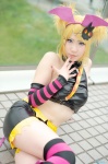 blonde_hair cosplay crossplay detached_sleeves halter_top head_wings kagamine_len pretty_panties_akuma_rin_(vocaloid) ryo shorts striped striped_sleeves striped_socks tail thighhighs vocaloid rating:Safe score:1 user:nil!