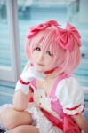 choker cosplay dress gloves hairbow kaname_madoka kneehighs nachi pink_hair puella_magi_madoka_magica twintails rating:Safe score:0 user:nil!