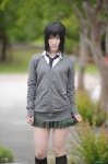 a-mi blouse boku_wa_tomodachi_ga_sukunai cardigan cosplay kneesocks mikazuki_yozora pleated_skirt school_uniform skirt skirt_lift rating:Safe score:1 user:nil!