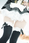 alternative_&_maid_concept apron black_legwear cosplay detached_sleeves dress ely fate/grand_order fate/series maid maid_uniform tail tamamo_no_mae thighhighs zettai_ryouiki rating:Safe score:2 user:nil!